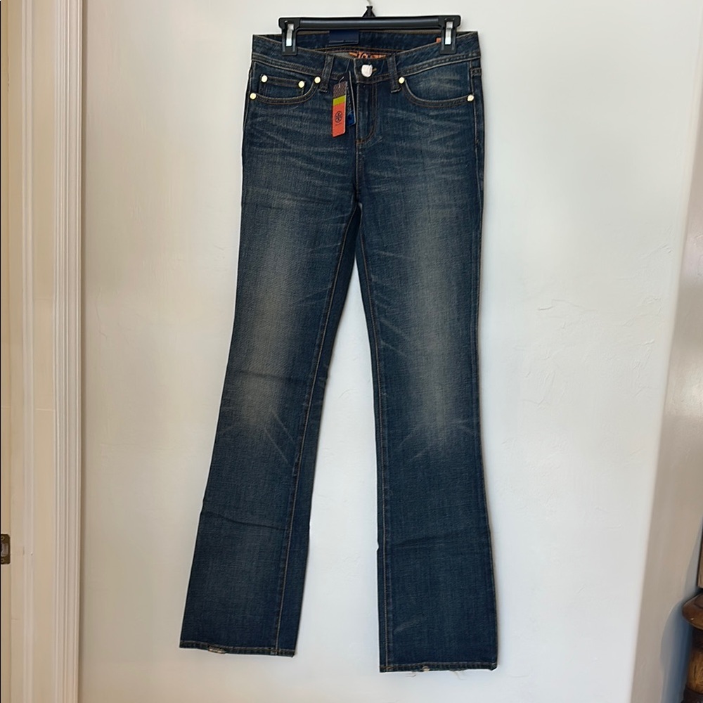 NWT Tory Burch Classic Tory Boot Jeans color Stonewash sz 27